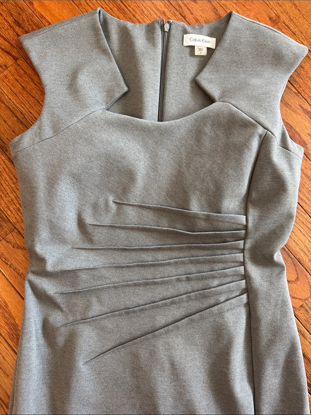 Calvin Klein Steel Gray Pleated Sheath Midi Dress - Picture 3 of 4